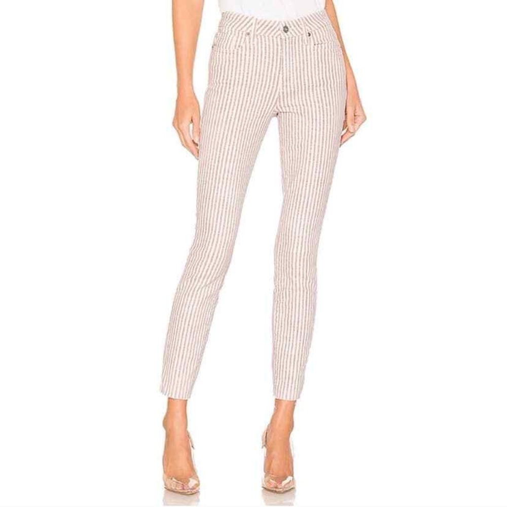 BNWT Paige Women’s Blossom Pink Stripe Hoxton Jeans Size 26